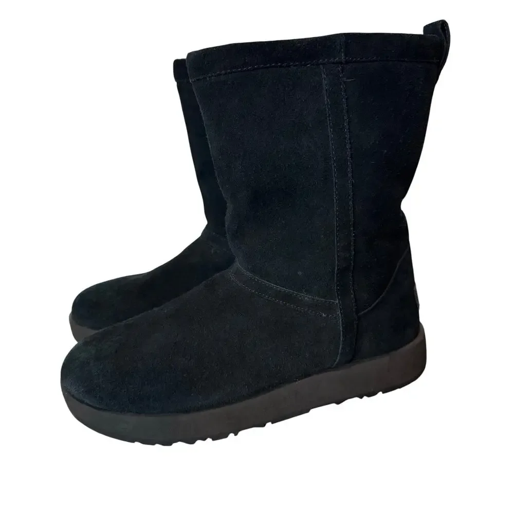 UGG Black Boots Women's Classic Short Waterproof Suede Vibram Heel Warm Boho